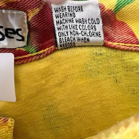 No Excuses Shorts Womens 26 High Waisted Floral Denim Button Fly Vintage 90s - Picture 10 of 13